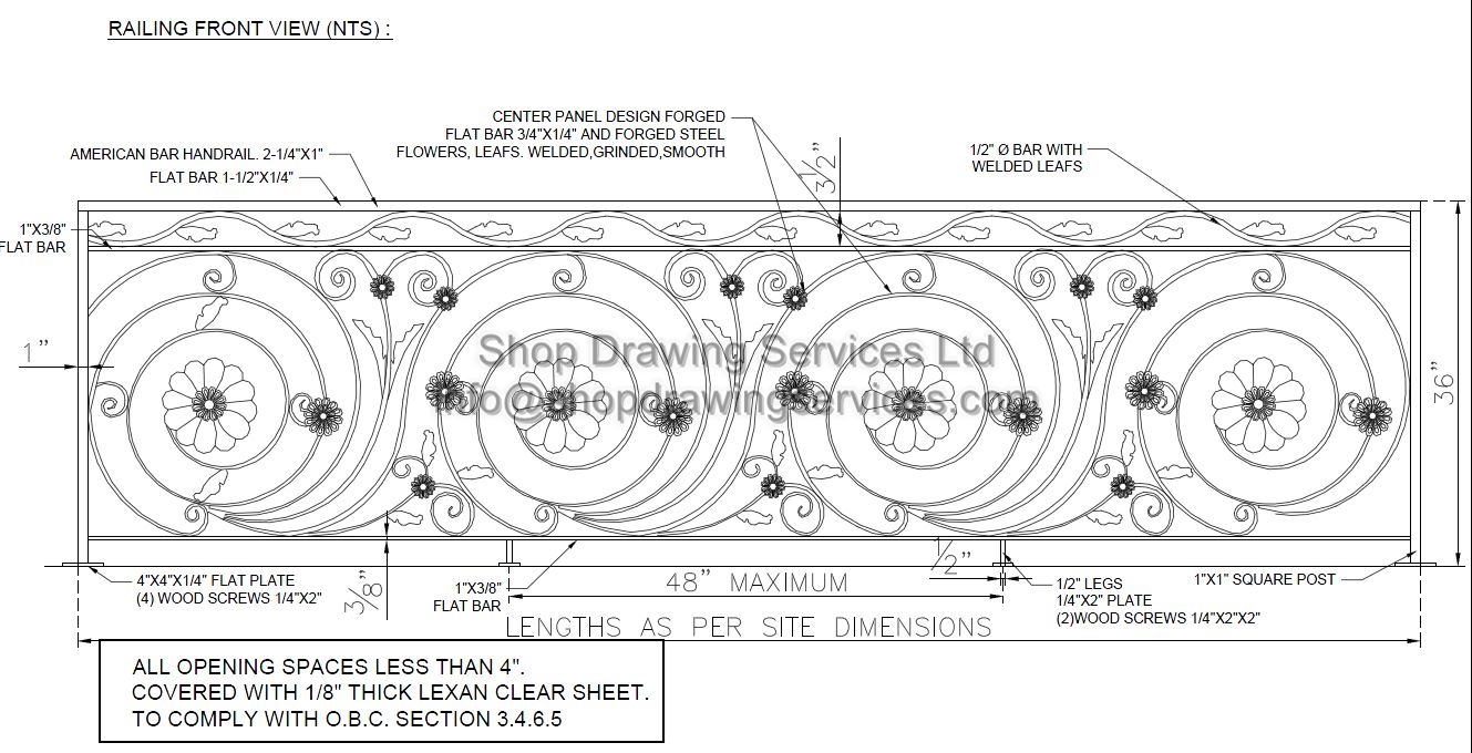 Pub Railing Drawing custom ornamental railing shop drawings