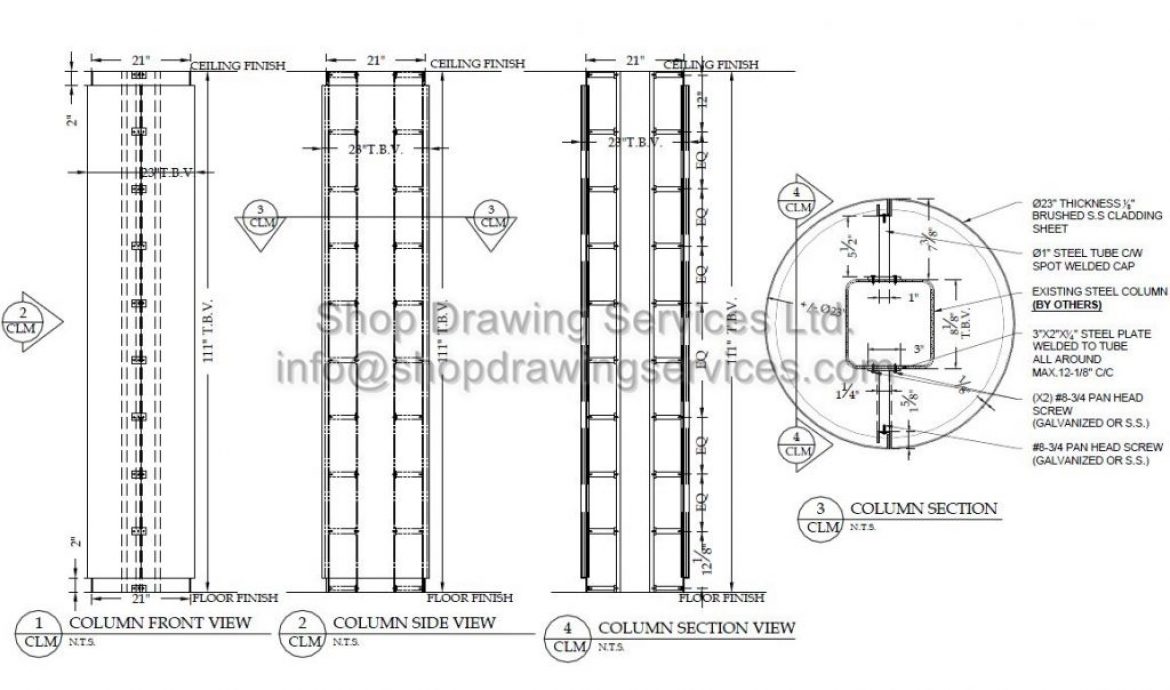 Stainless Steel Column Cladding Shop Drawings